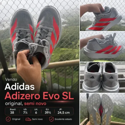 Adidas Adizero Evo SL Cinza/Red - Semi Novo - Tam 38