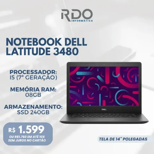 Dell Latitude Corporativo 3480 Core I5 7A 08GB RAM 
