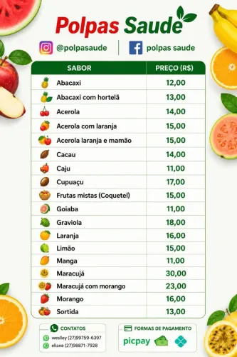 Polpas de frutas congeladas..