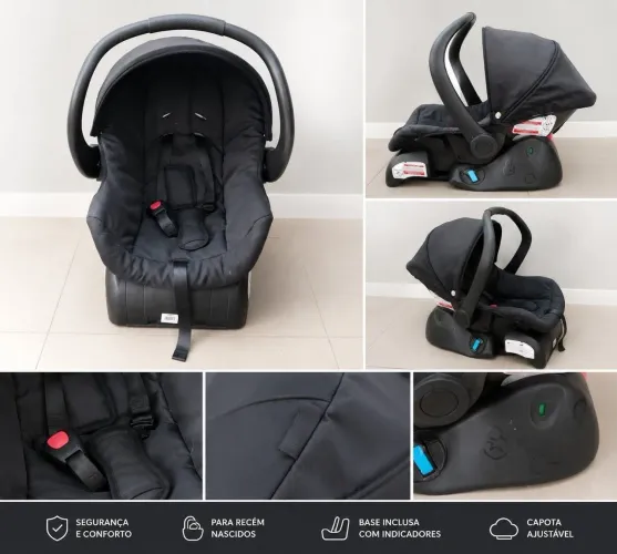 Bebê conforto Galzerano cocoon preto com base veicular 
