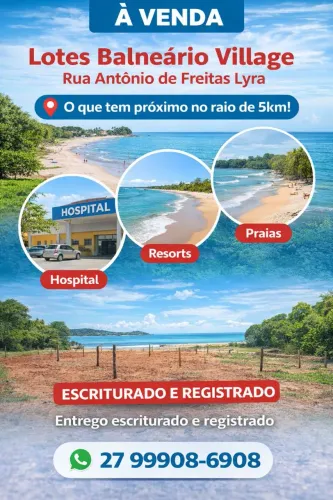 Lotes Escriturados para Investimento - Balneário Village, Guarapari, parcelo, troco, leia