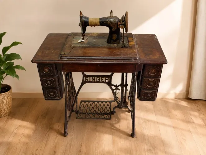 Máquina de Costura Vintage Singer - Ideal para Decoração Retrô