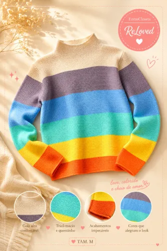 BLUSA TRICÔ COLORIDO FEMININO - TAMANHO M