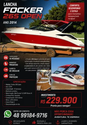 Lancha Focker 265 open 