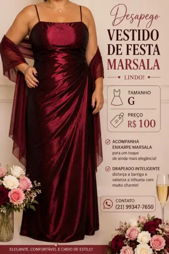 Vestido de festa Marsala