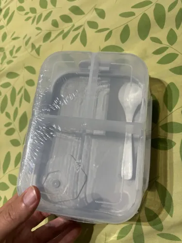 Marmita 1400ML Com Divisórias Cinza Plástico Lacrada Nova