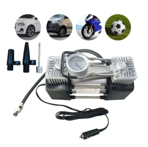 Compressor automotivo trabalho pesado kit reparo pneus dois pistões metal