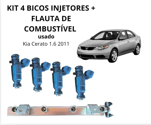 Kit 4 bicos injetores+ flauta de combustível Kia Cerato 1.6 353102b000