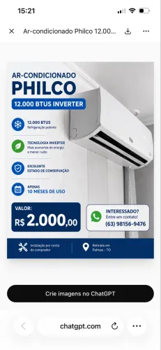Ar condicionado inverte em ótimo estado
