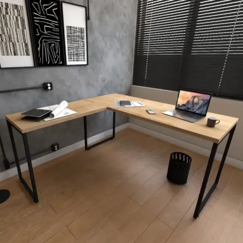 Mesa L Industrial 1,36x1,20  corporativa home office