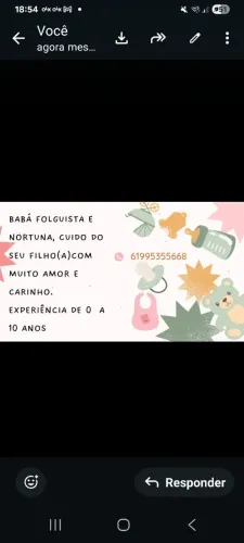 Babá folguista e noturna. 