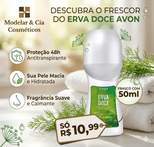 Desodorante Roll-On Avon Erva Doce 50ml