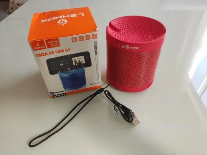 Caixa de Som Lehmox Q3 Bluetooth usb Vermelha + entrego