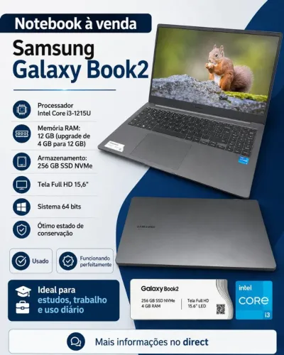 Samsung Galaxy Book 2 i3 - 12Gb e 240Gb SSD