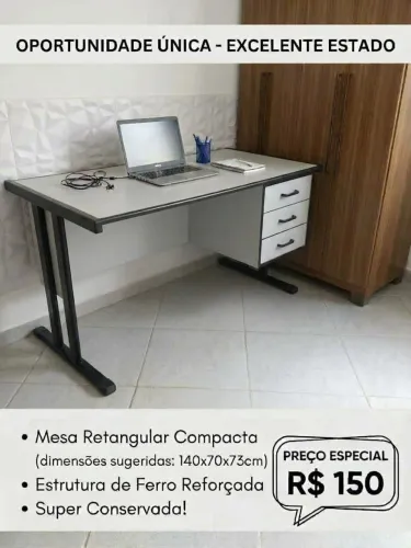 Mesa de escritório com gaveteiro