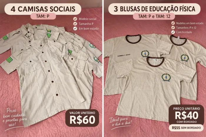 VENDE-SE UMIFORME COMPLETO DO COLÉGIO MILITAR DE GOIÁS SEMI NOVO
