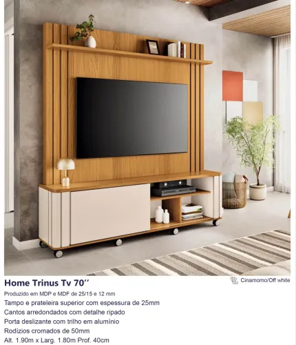 Home estante 1,80m - Com rodinhas