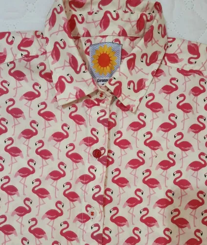 Camisa estampada manga curta 100% algodão