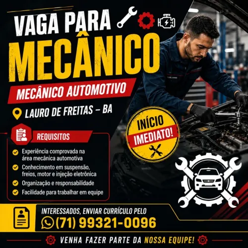 VAGA DE MECÂNICO COM EXPERIÊNCIA 