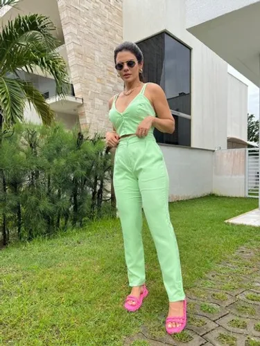 Conjunto Calça e cropped azul