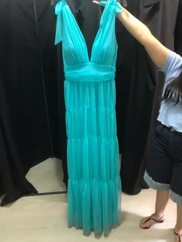 Vestido de festa tule azul turquesa 
