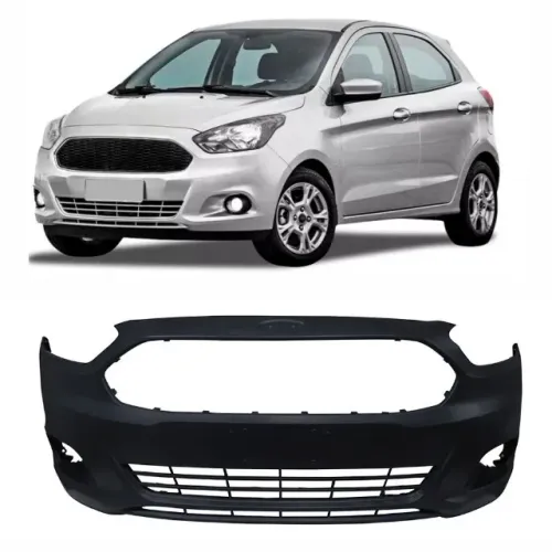 Parachoque Ford Ka 2015 à 2018 - Furo Farol Auxiliar - Preto Liso - R2A