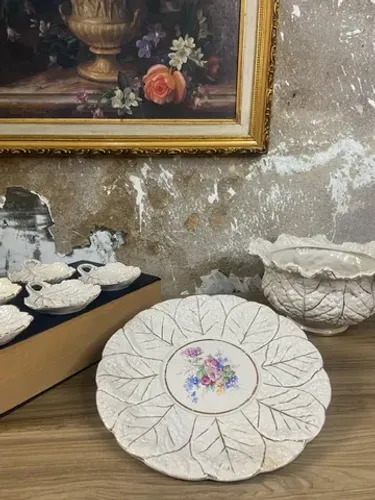 Conjunto de Porcelana | Estilo Folhas de Couve | Pintura a mão 