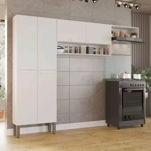 Cozinha 2 Peças Paneleiro + Aéreo Branco rf654