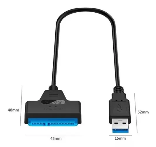 Cabo Adaptador Usb 3.0 Para Hd E Ssd 2.5 Premium+ Cor Preto