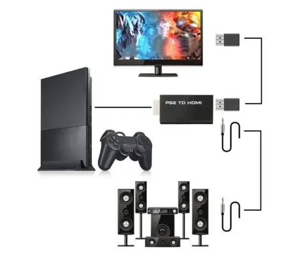 Adaptador Conversor Ps2 Ps3 Áudio Vídeo Av Para Cabo Hdmi Arduino Automação COD-CP679  