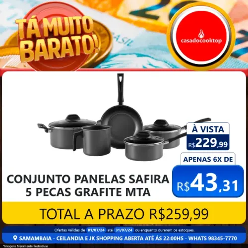 Conjunto panelas safira 5 pecas grafite mta