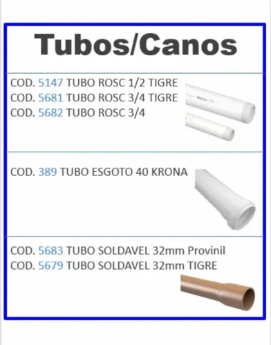 Cano Tubo Soldavel Esgoto Roscavel. Estoque de loja venda a metro