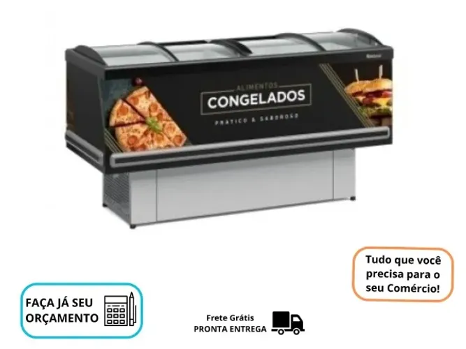 Ilha de Congelados Polar Vidro Curvo Gelopar 