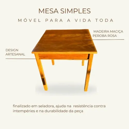 Mesa simples em madeira de demolição peroba rosa 