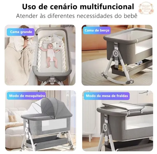 Berço Co-Bed Balanço Portátil Moises Mosqueteiro Infantil Trava de Segurança Regulável