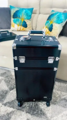 Maleta de maquiagem Com Rodinha 360° - Rubys Black Piano NOVISSIMA
