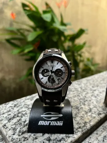 Relógio de pulso Fóssil Bege Pulseira de Couro CH-2565 Masculino Original