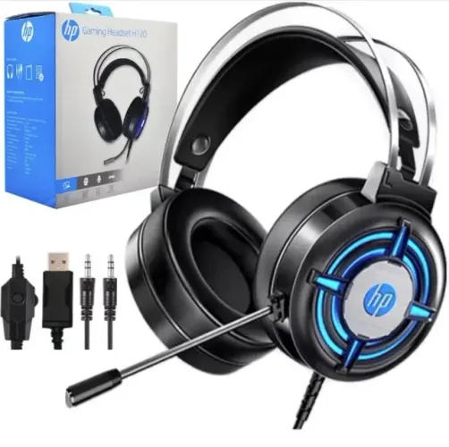 Headset Gamer HP H120, Led Blue, Áudio Estéreo, Almofadas Confortáveis - WZetta