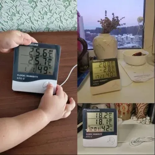 Termo Higrômetro Medidor Sensor Temperatura Umidade Relógio Digital