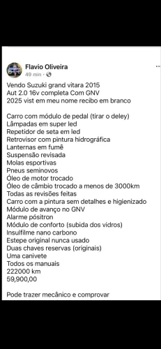 Suzuki Grand Vitara 2.0 16V 4x2/4x4 5P Aut. 2015