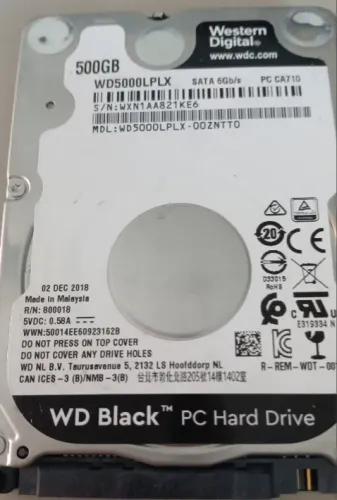 HD interno Western Digital WD Black WD5000LPLX 500GB preto