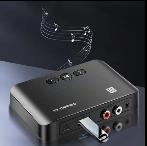 Receptor de áudio MFC Bluetooth 5.0 controle remoto Aux 35mm RCA U disco Hifi adaptador 