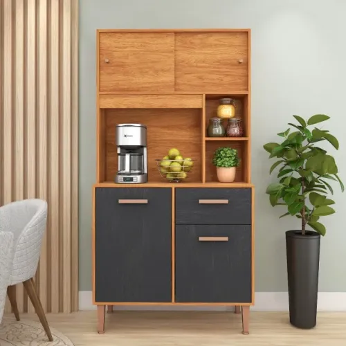 Armário de Cozinha Dalia Fellicci Cinamomo/Grafite - Entrega Rápida!