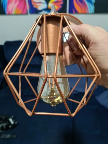 Luminária Pendente Aramada em Cobre - Estilo Industrial