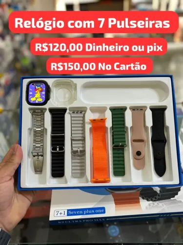 Smartwatch K9 Ultra Pro Max com 7 Pulseiras