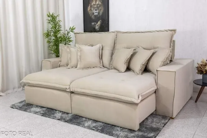 Sofá Retrátil Reclinável Malibu 2.90m Linho Cinza 1008 - D33