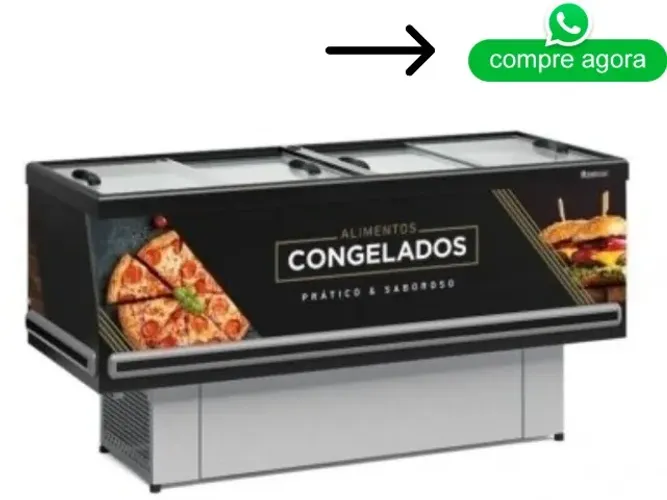 Ilha para Congelados Vidro Reto Gelopar Preta