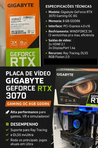 ? Placa de Vídeo Gigabyte GeForce RTX 3070 Gaming OC 8GB GDDR6