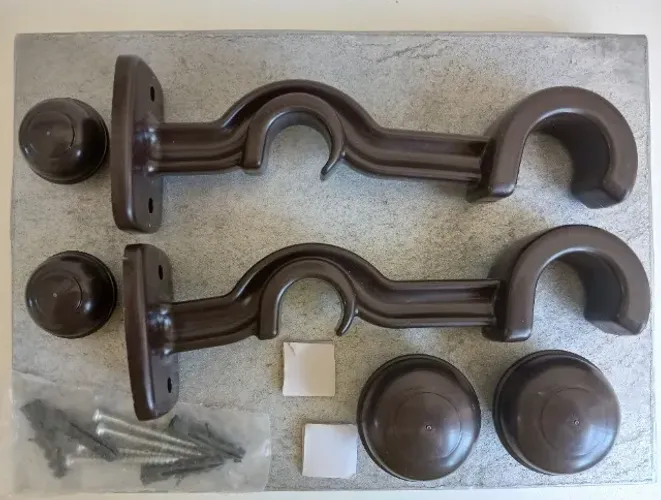 02 Suportes Duplos para Cortinas Kit NOVO Acessórios Varão Ponteira Parafuso Bucha Scafir