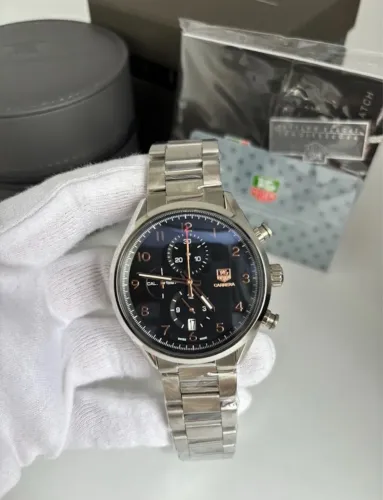 Relógio Tag Heuer Carrera Cronógrafo | Vidro Safira | Pulseira Aço | Estojo + Manual